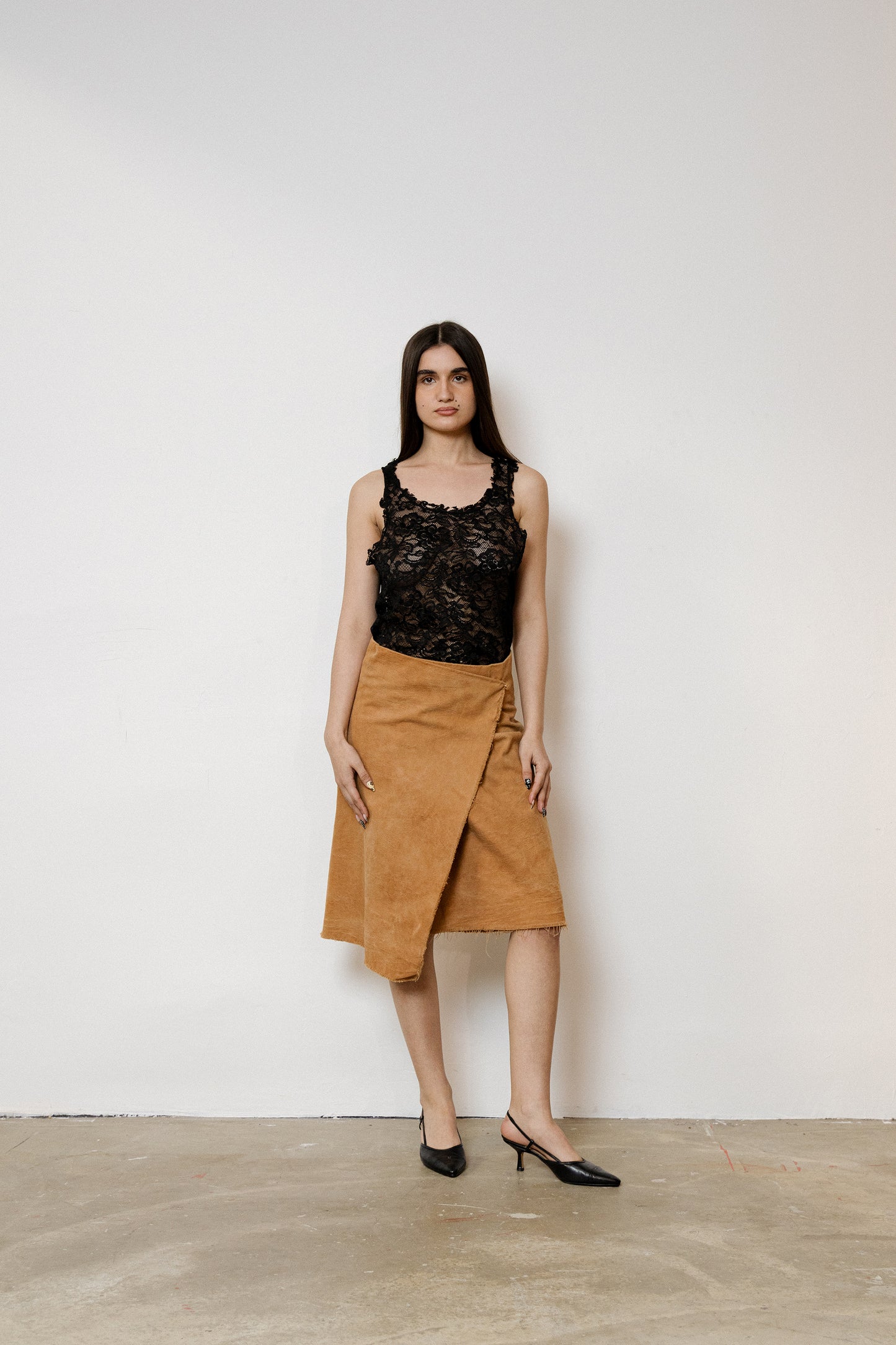 Raw Tank Top in Lace - Ink Black