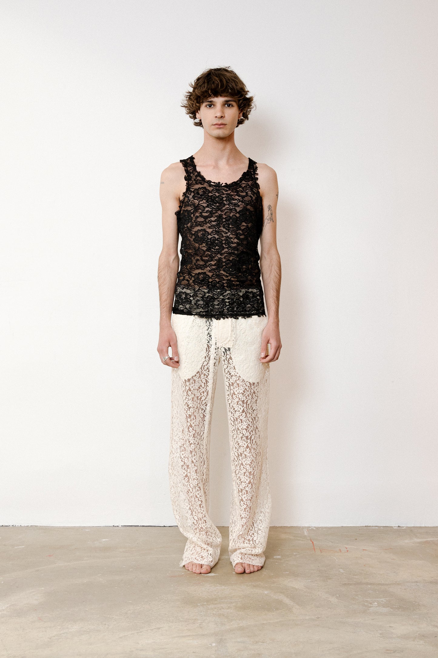 Raw Tank Top in Lace - Ink Black