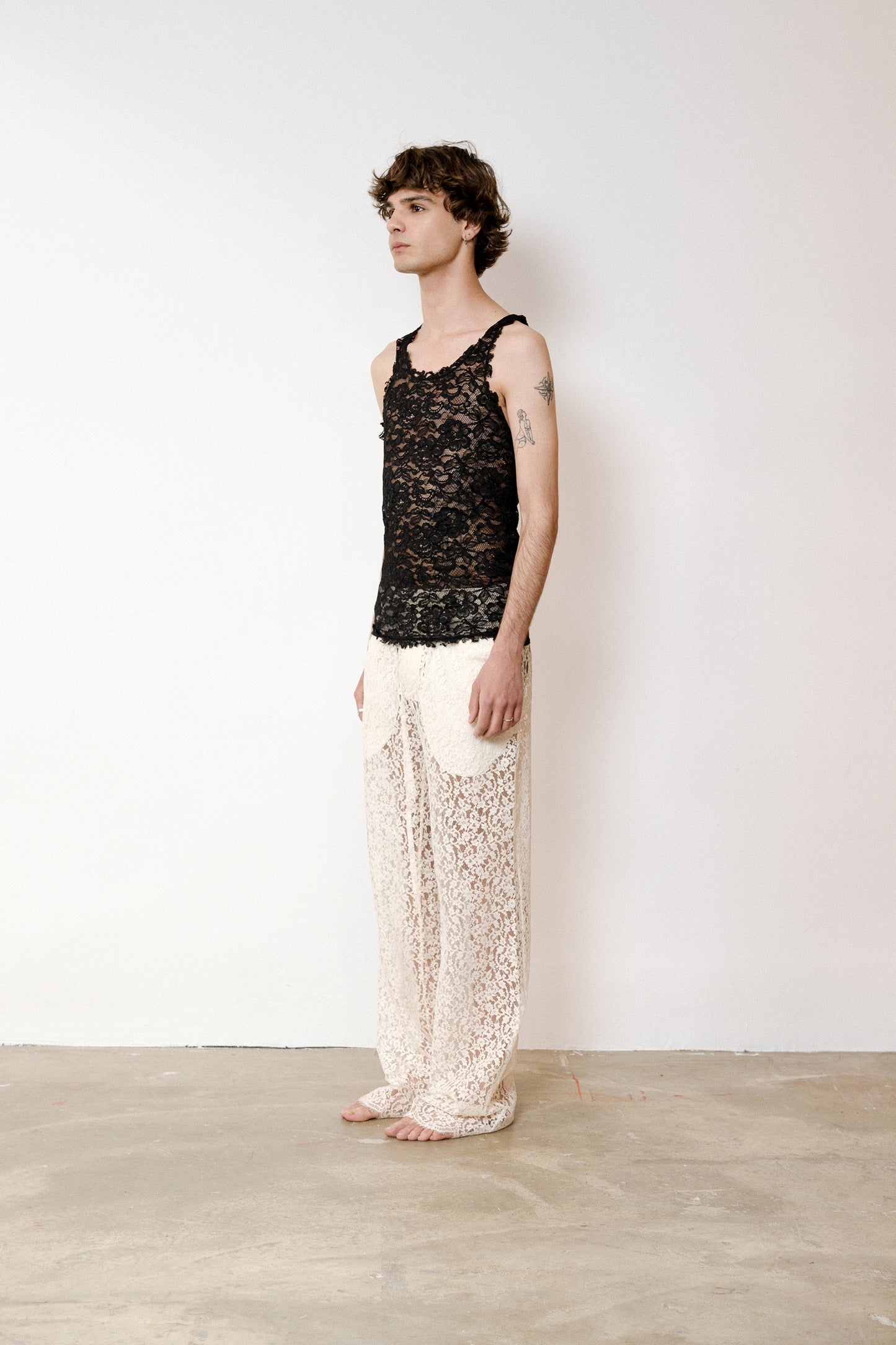 Raw Tank Top in Lace - Ink Black