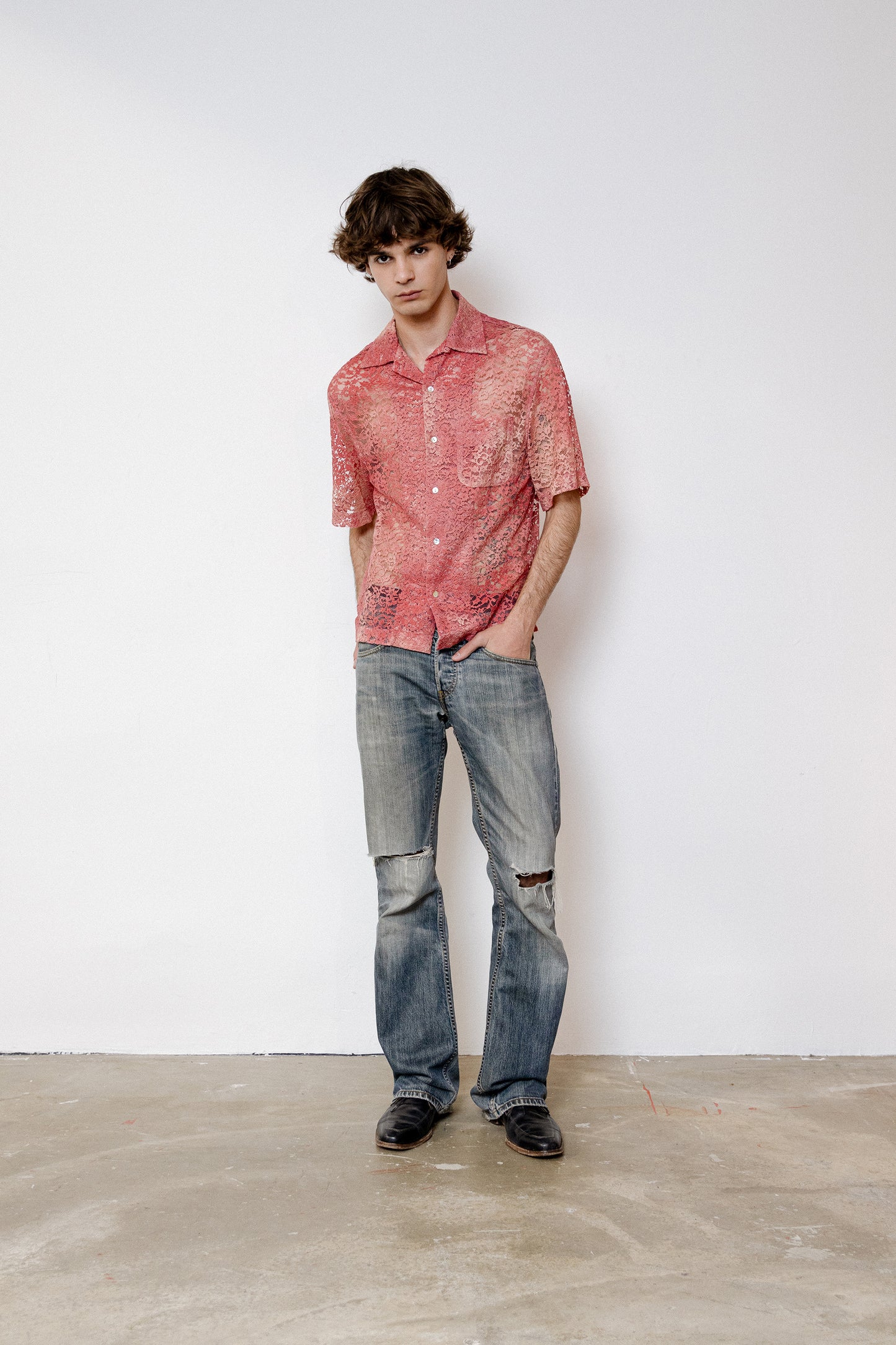 Islander Shirt in Sun Bleached Lace - Sunset Pink