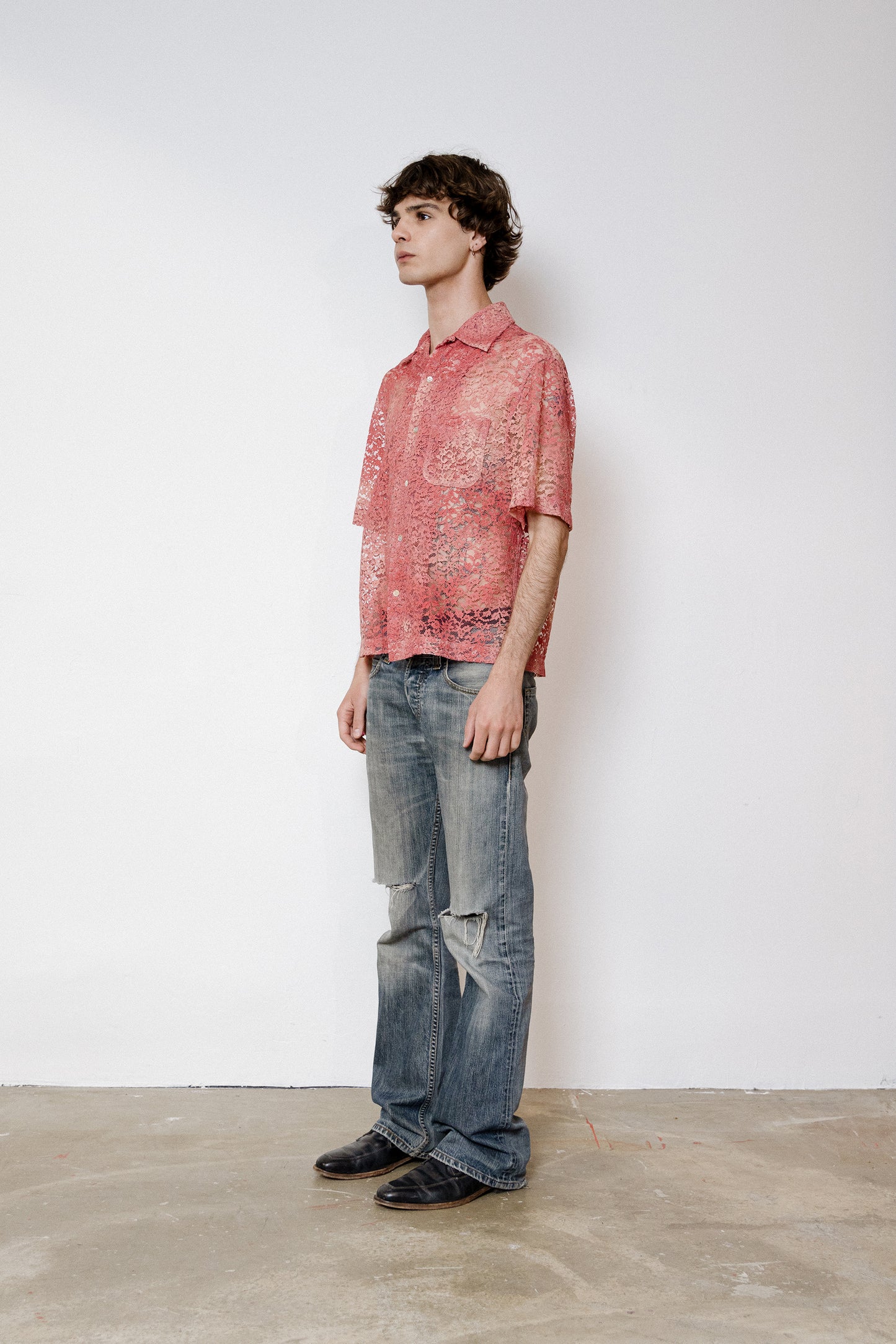 Islander Shirt in Sun Bleached Lace - Sunset Pink