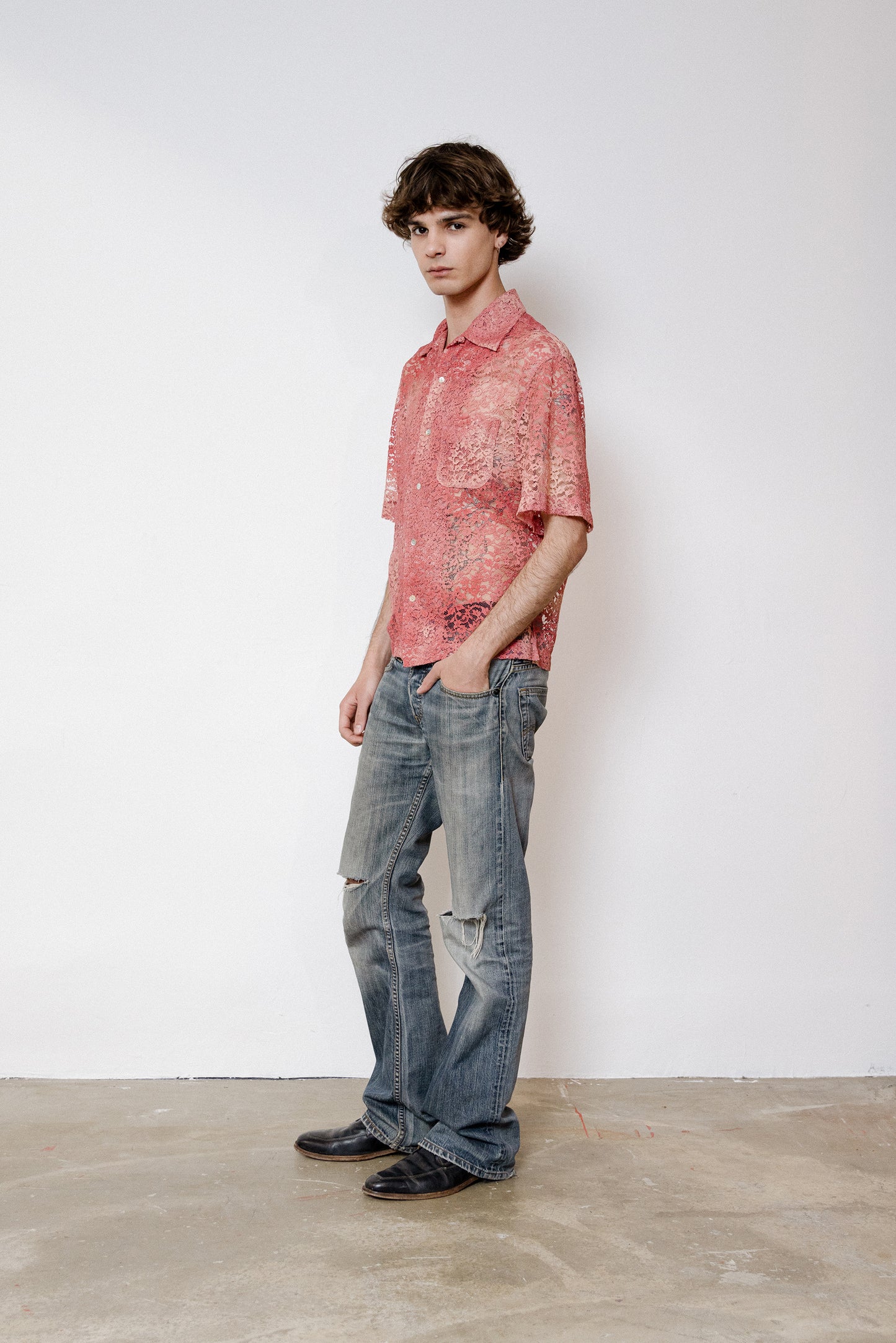 Islander Shirt in Sun Bleached Lace - Sunset Pink
