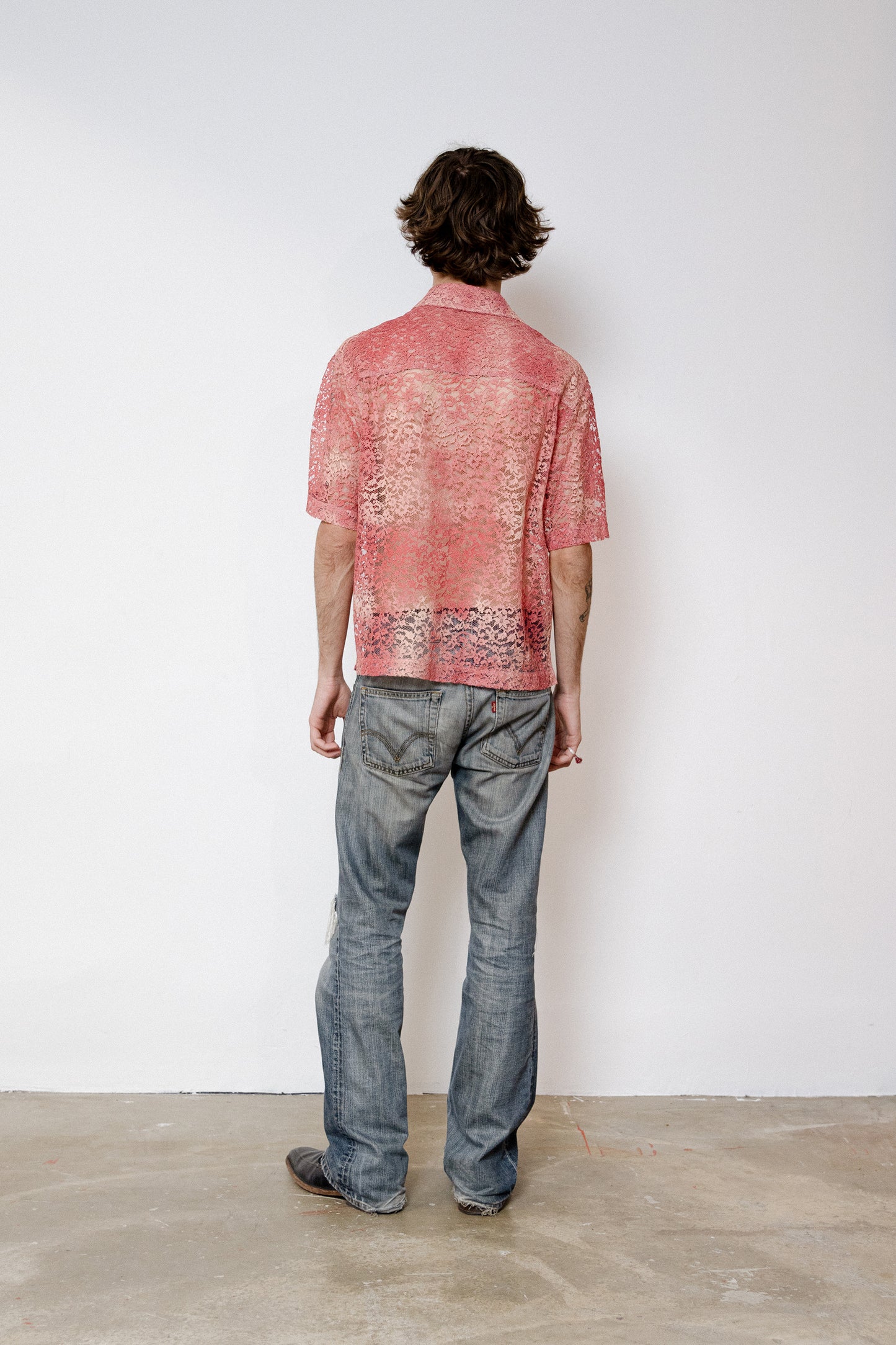 Islander Shirt in Sun Bleached Lace - Sunset Pink