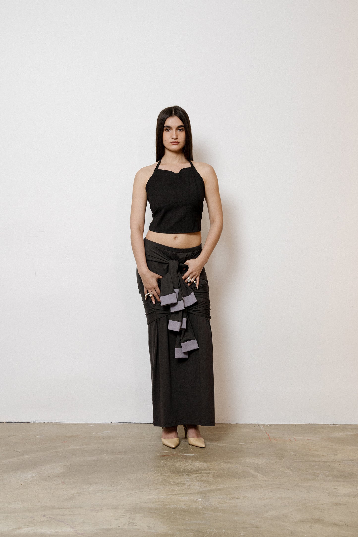 Brown Lightweight Wool Backless Top