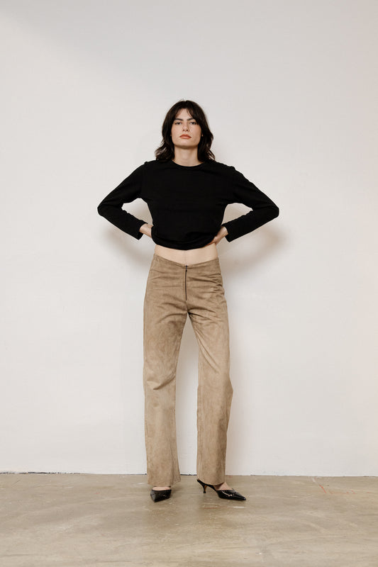 Brown Cotton Twill Trousers