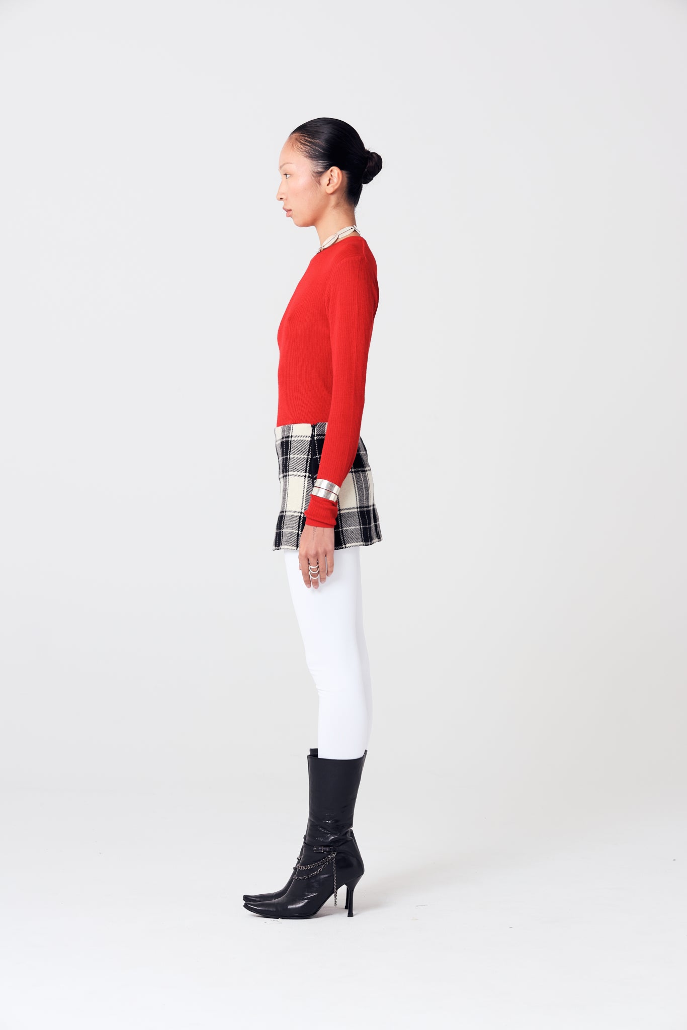 Second-Skin Ribbed Silk and Cashmere Long-Sleeve Top in Red