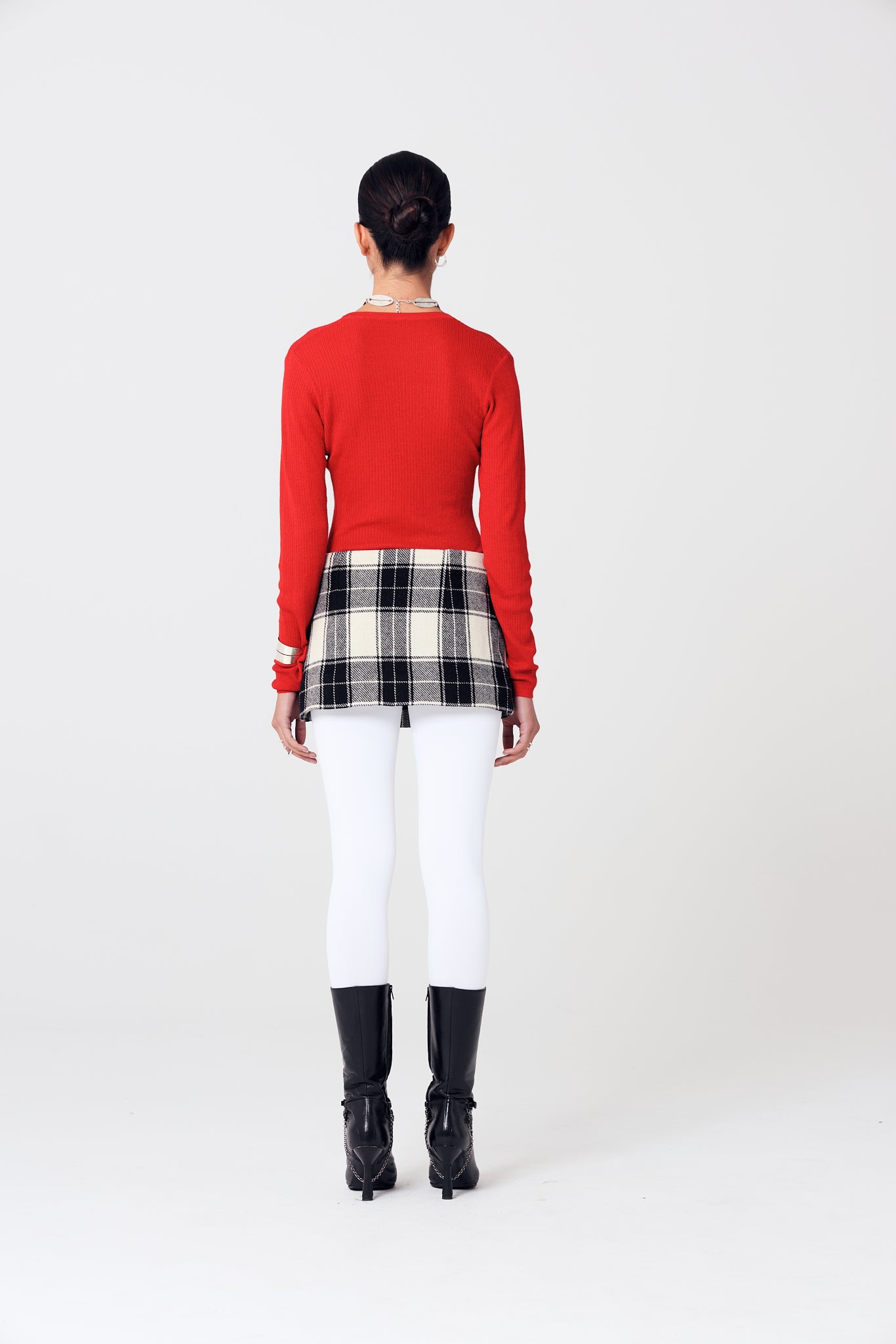 Second-Skin Ribbed Silk and Cashmere Long-Sleeve Top in Red