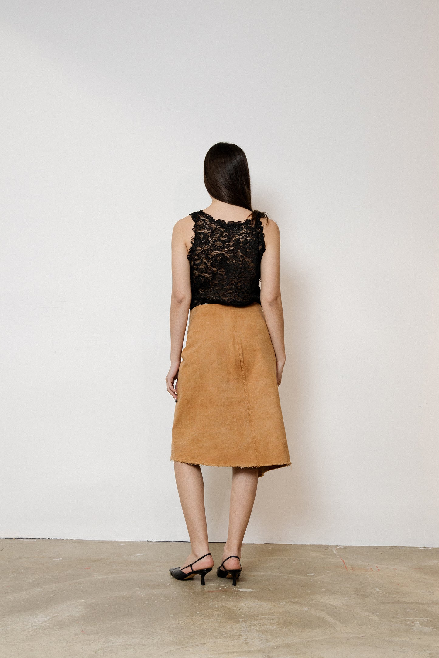 Raw Tank Top in Lace - Ink Black