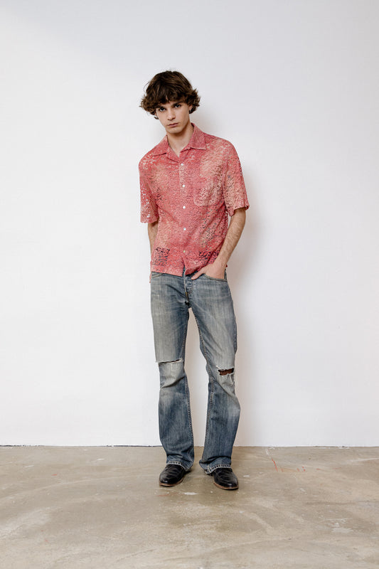 Islander Shirt in Sun Bleached Lace  - Sunset Pink