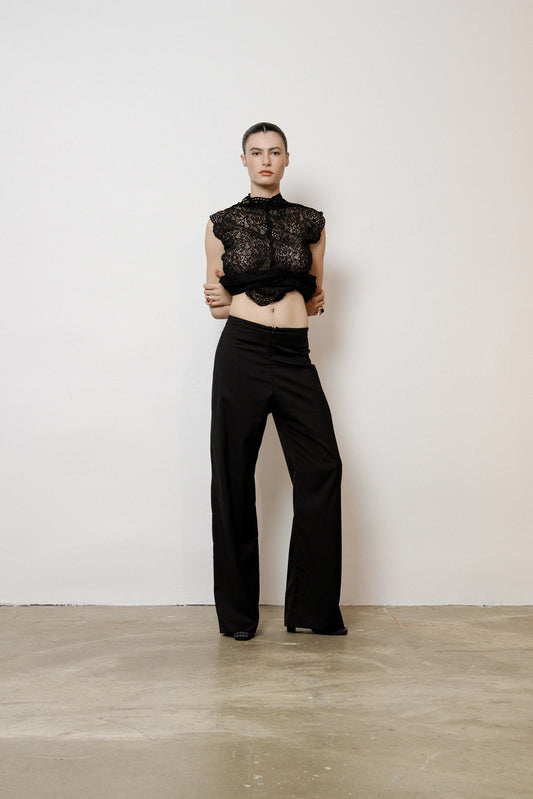 Black Lightweight Wool Trousers