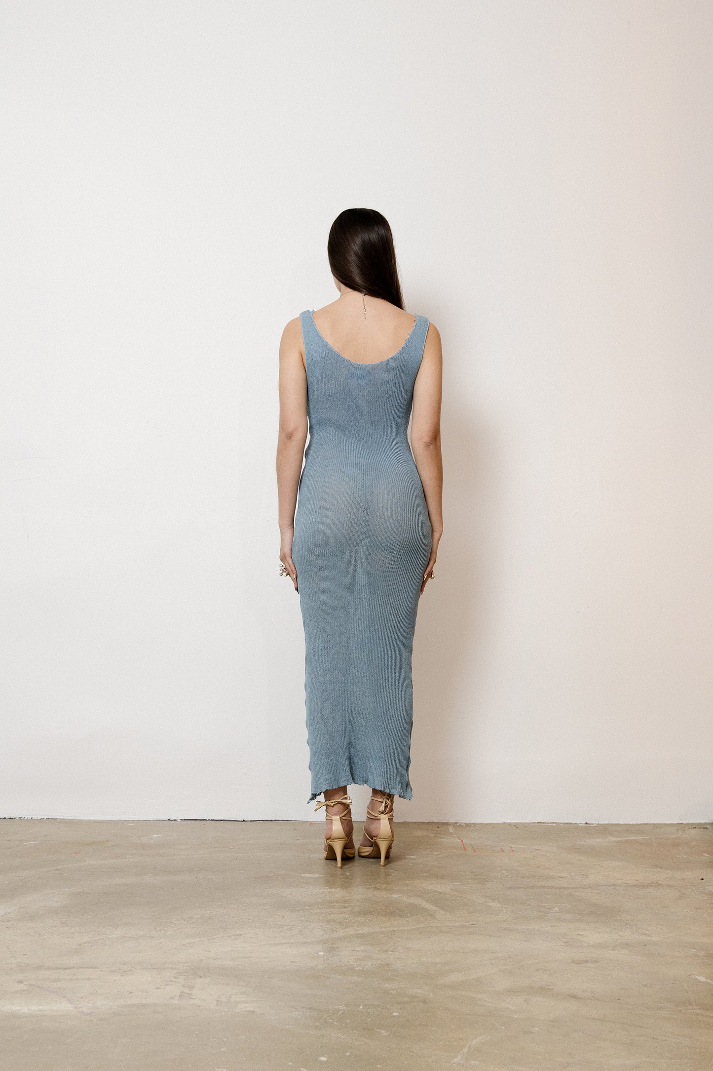 Blue Knitted Cotton Dress