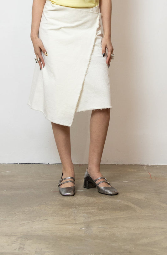White Cotton Canvas Skirt