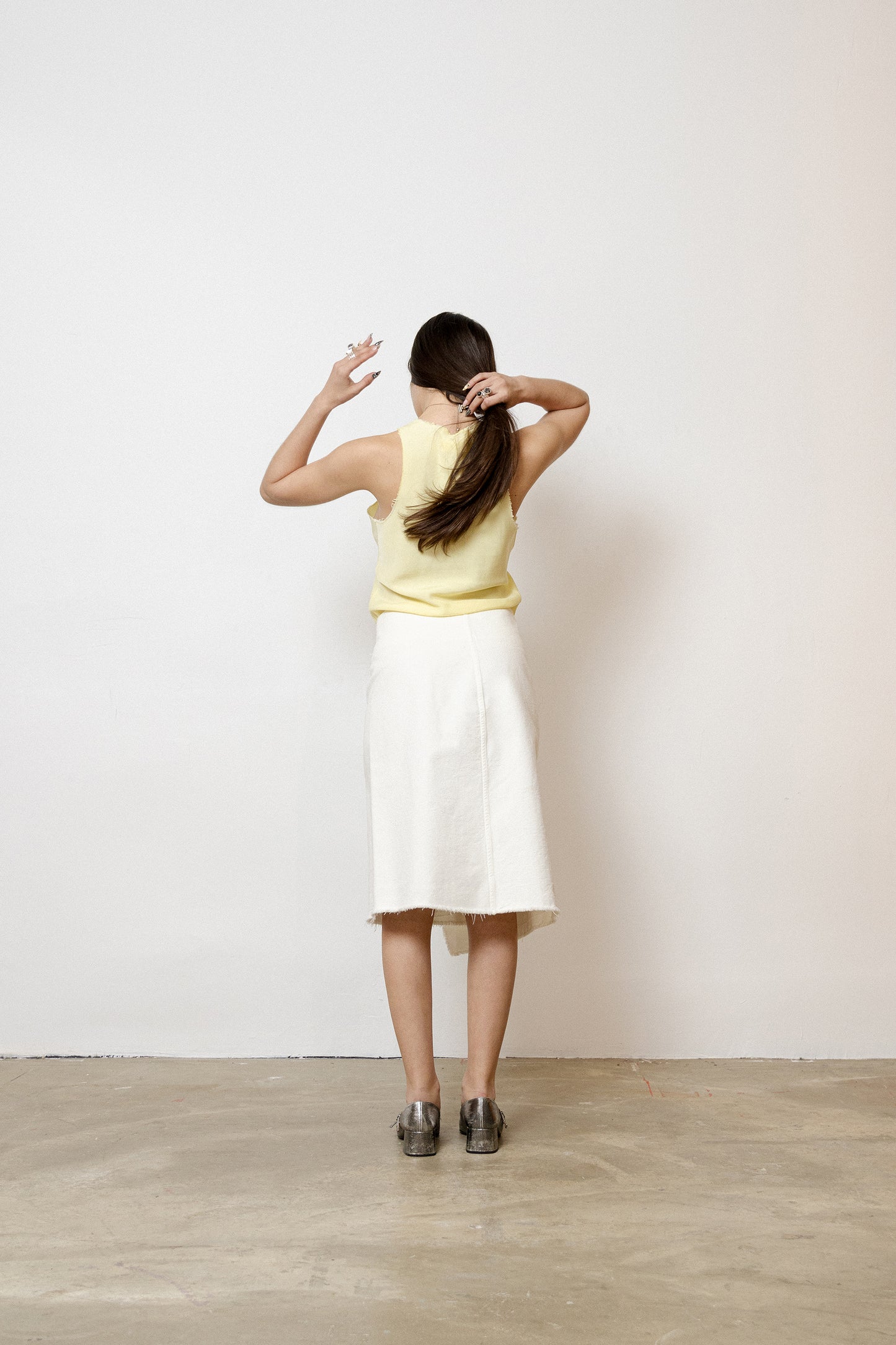 White Cotton Canvas Skirt