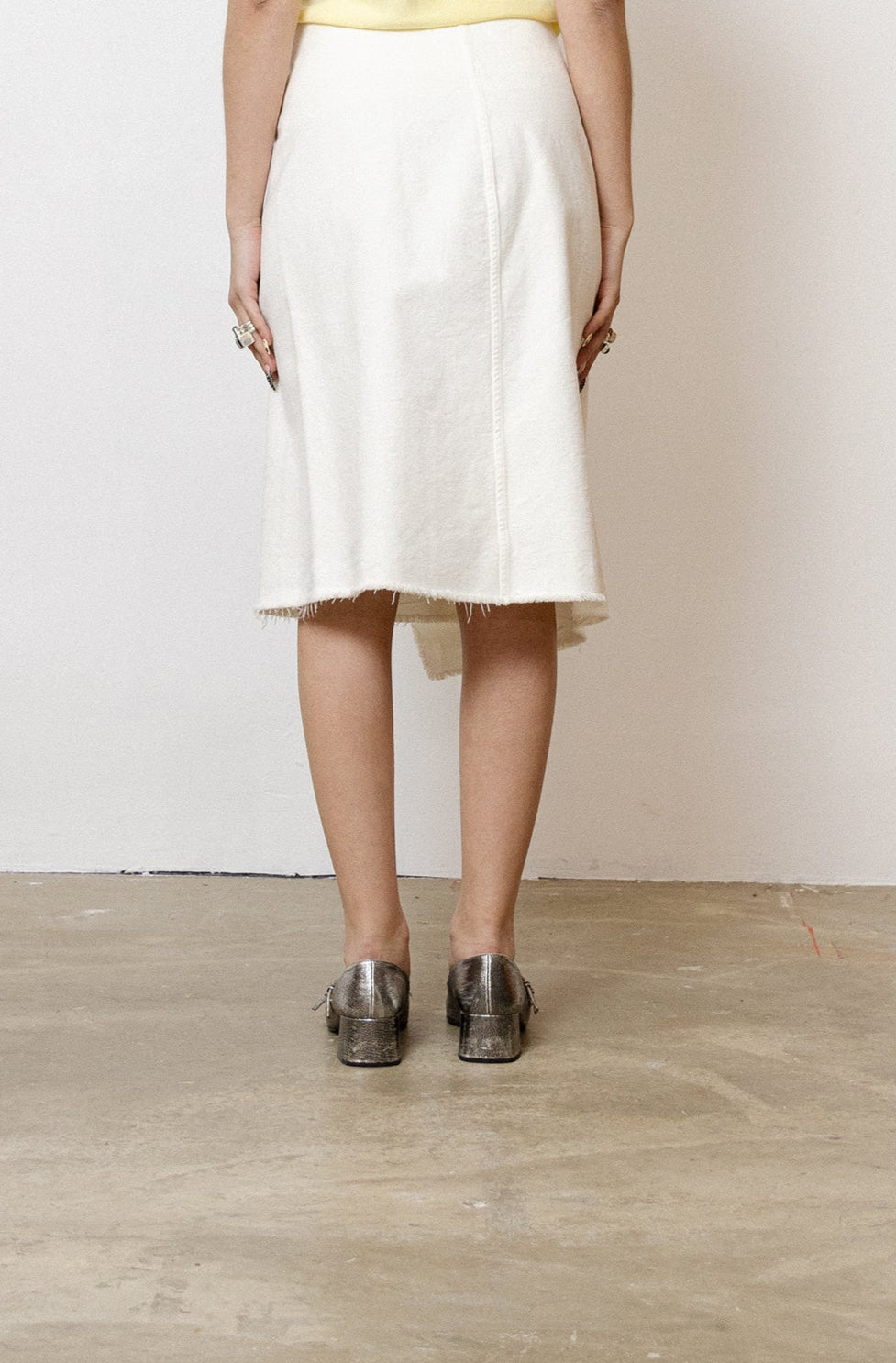 White Cotton Canvas Skirt
