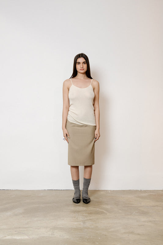 Cream silk and cashmere tank top