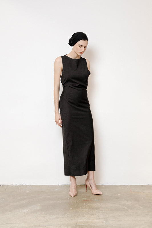 Dark Brown Lightweight Wool Dress