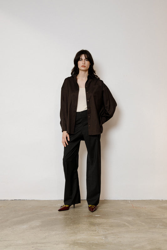 Dark Brown Virgin Wool Shirt