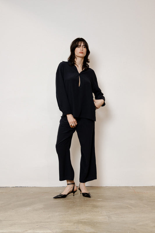 Dark Blue Silk Tunic