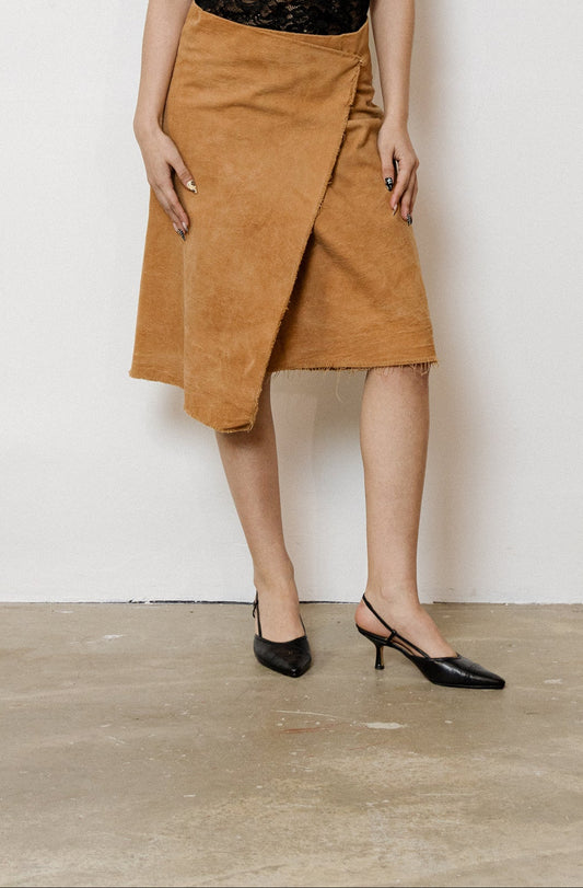 Brown Cotton Canvas Skirt