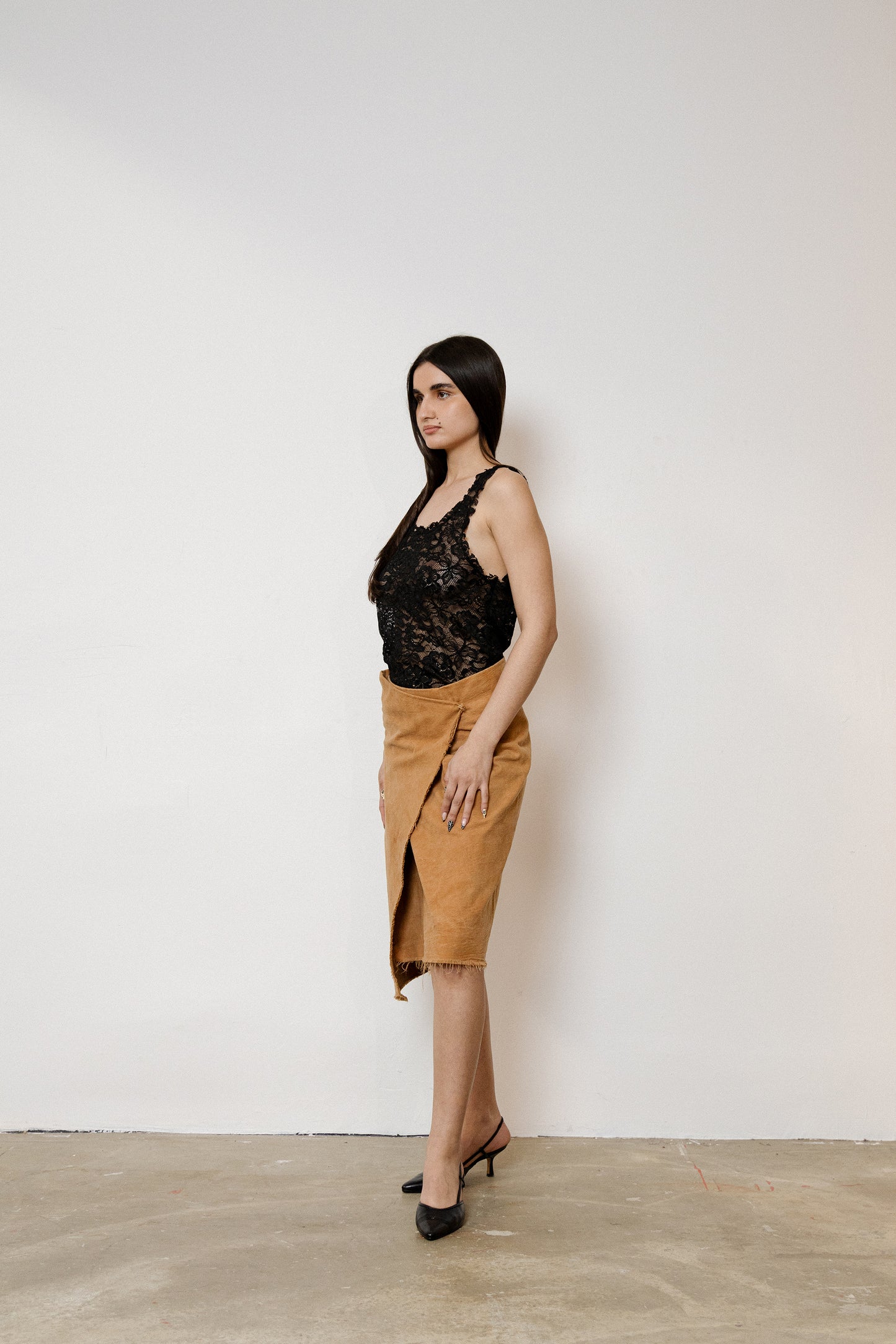Brown Cotton Canvas Skirt