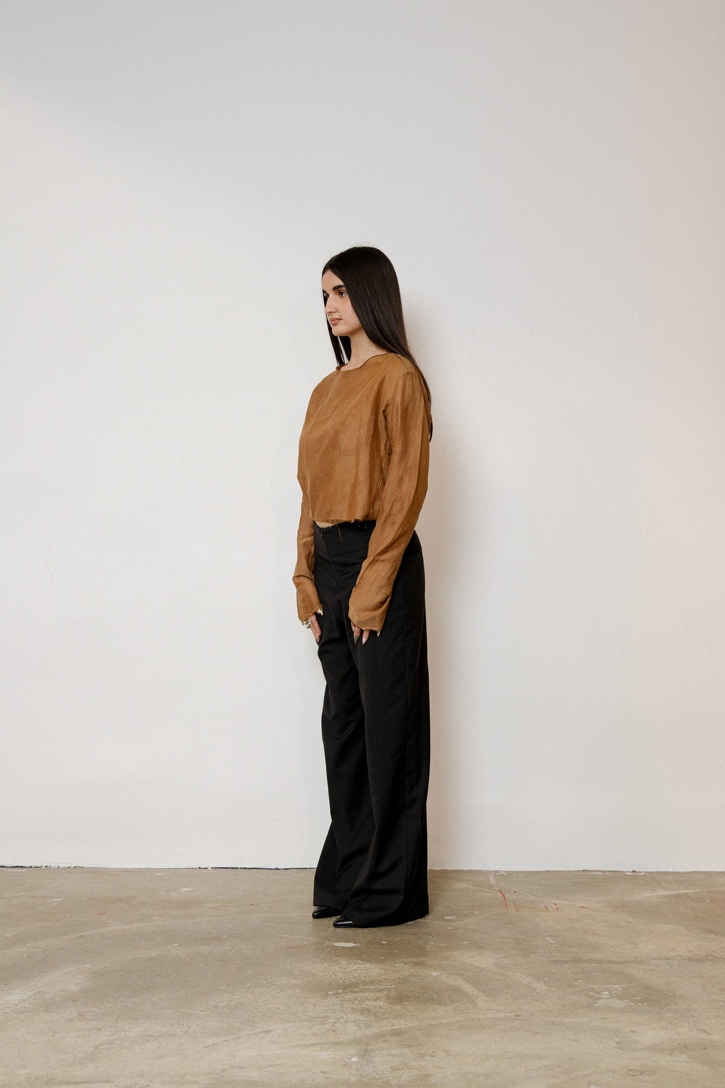 Dark Brown Cotton/Silk Voile T Shirt
