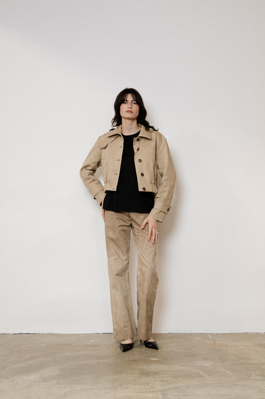 Beige Water Repellant Cotton Jacket