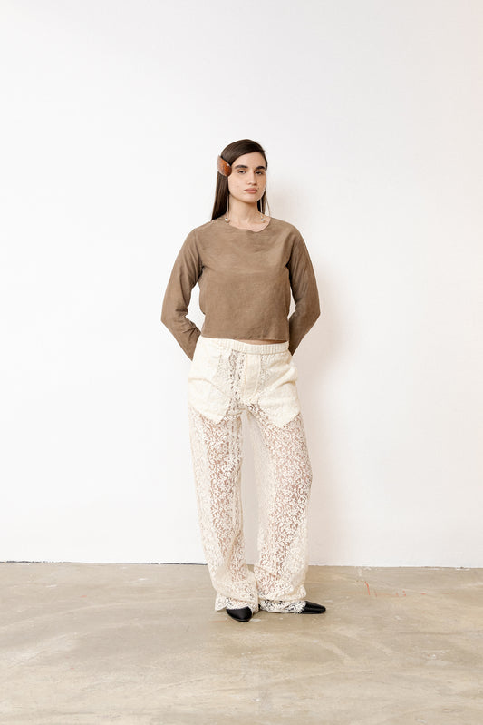 Islander Pants in Lace - Sand White