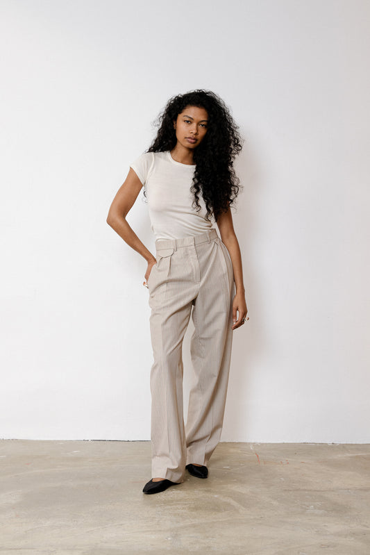Thin striped virgin wool pants
