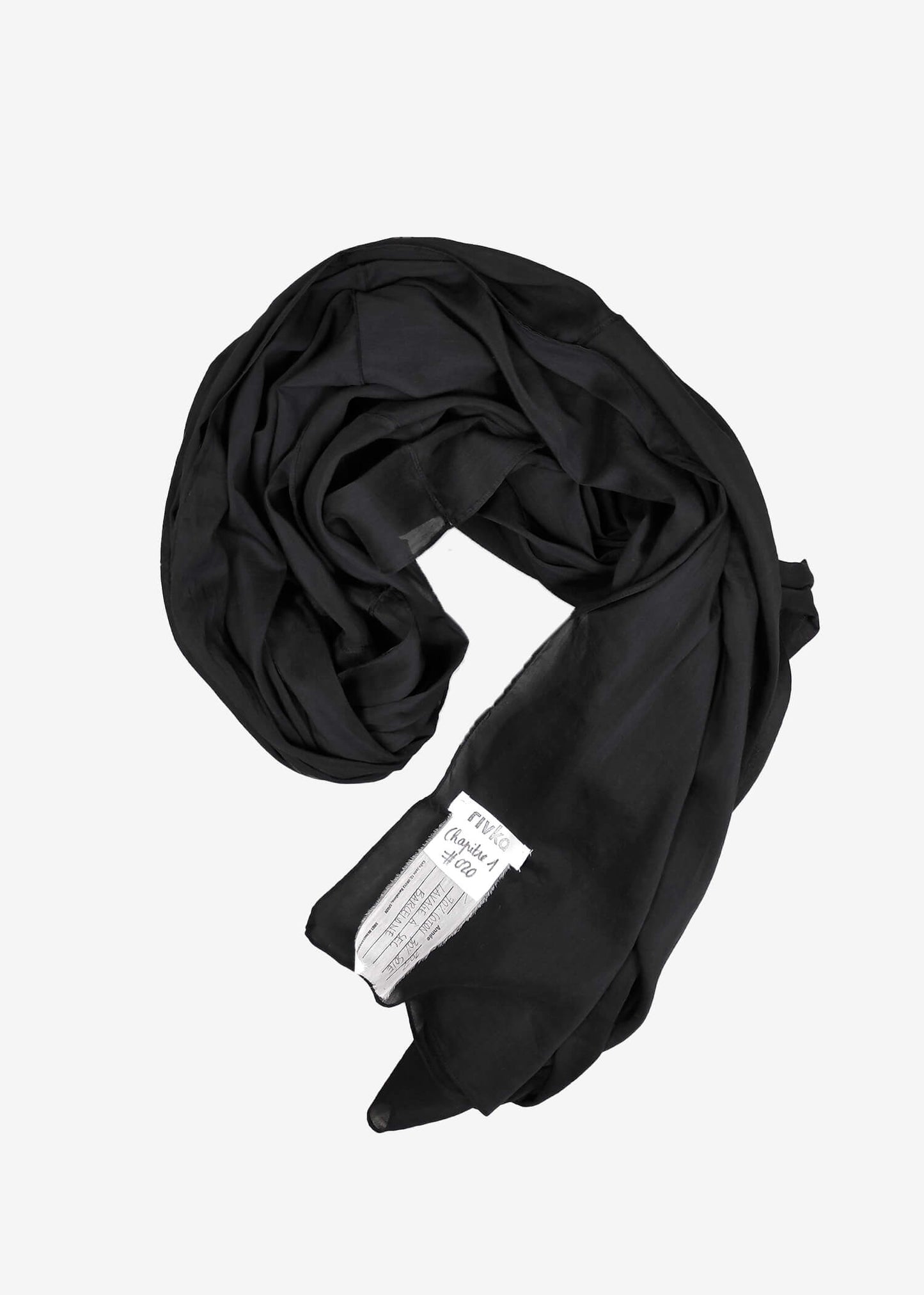 Black Cotton/Silk Voile Scarf